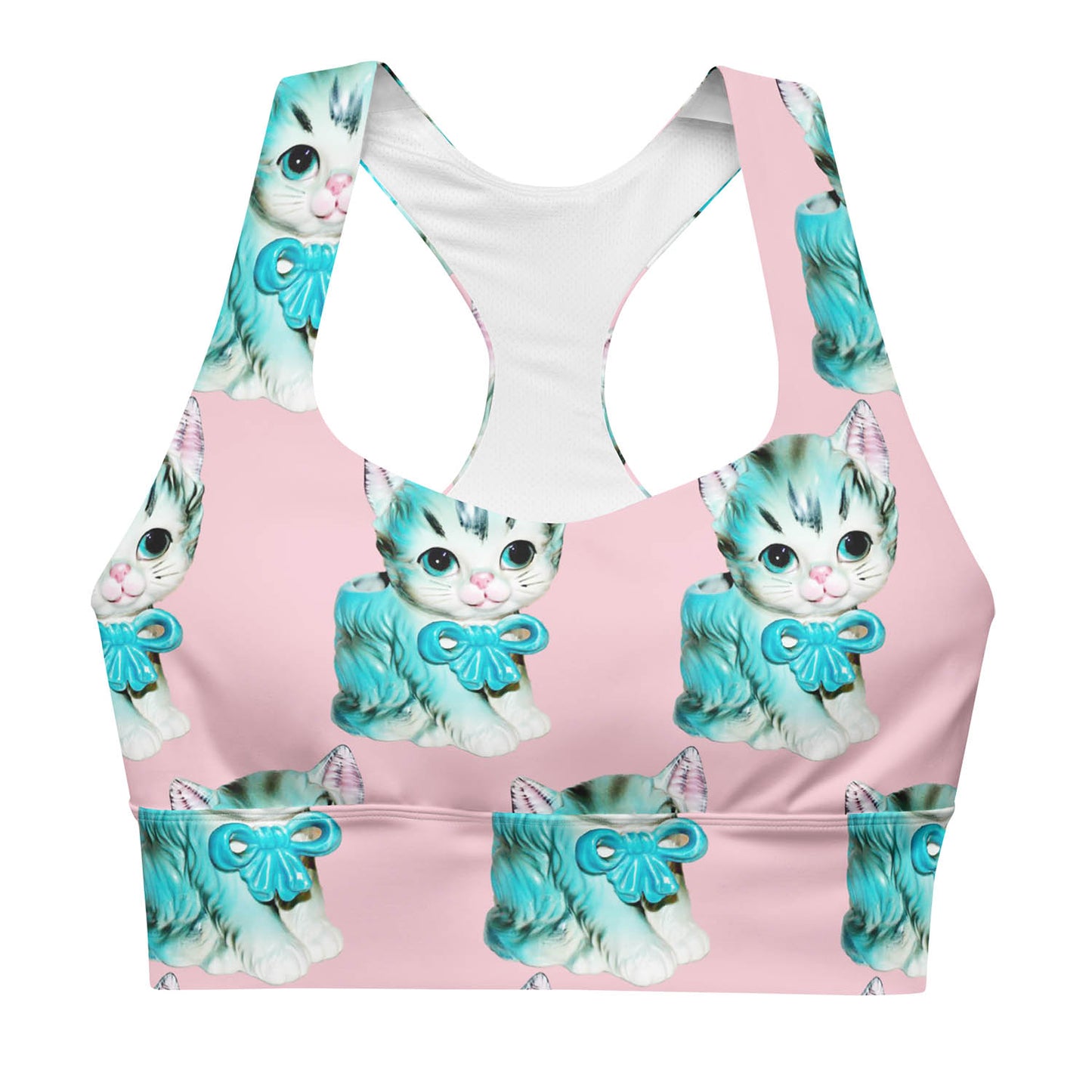 Vintage Kitty Cat Longline Sports Bra (XS-3XL)