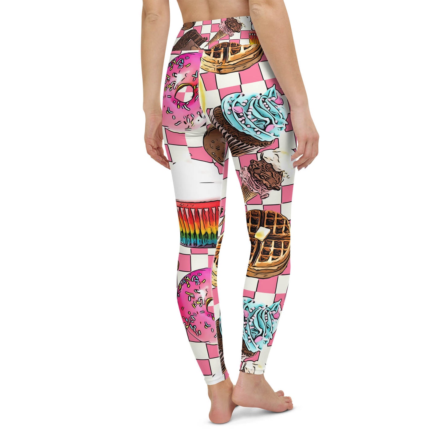 Donuts Cupcakes and Waffles High Waisted Workout Leggings