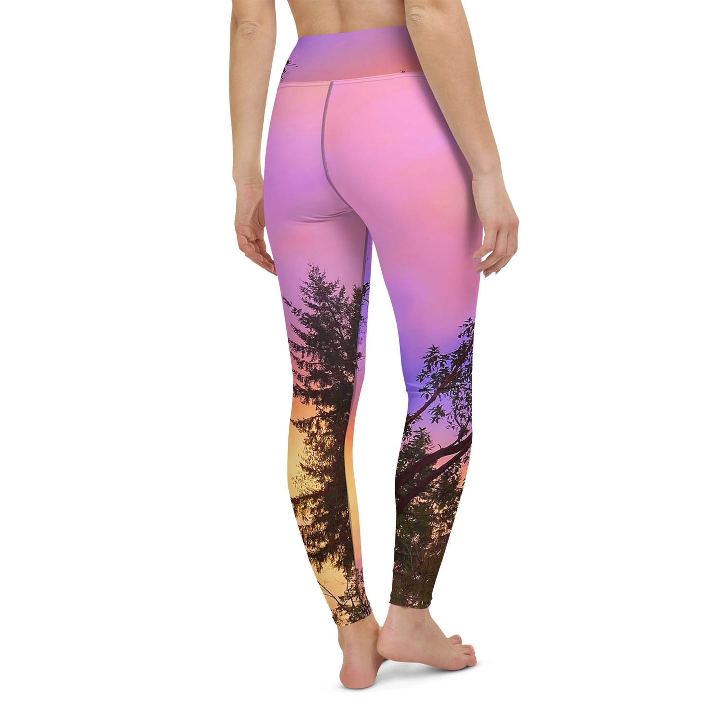 Sherbet Colored Sunset High Waisted Workout Leggings