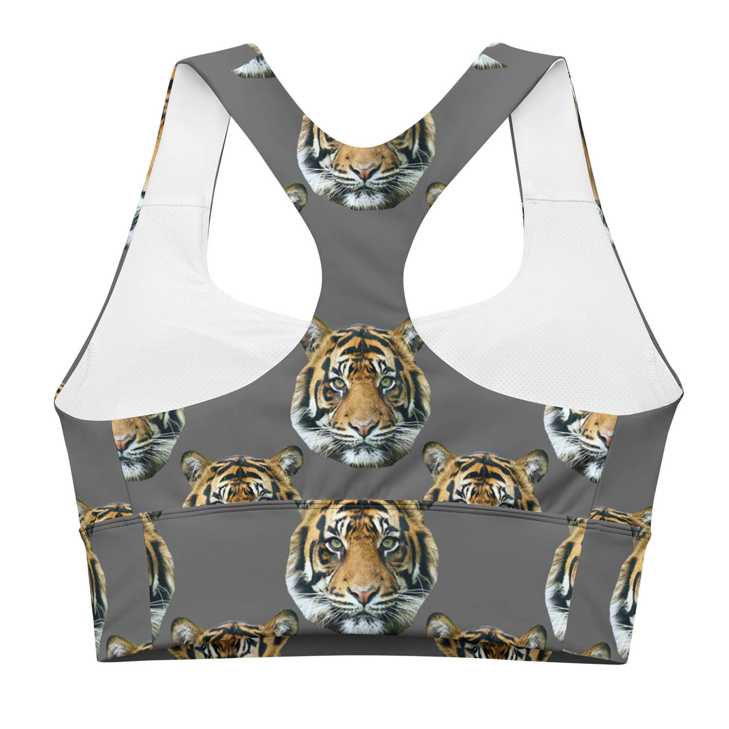 Tiger Face Longline Sports Bra in Grey (XS-3XL)