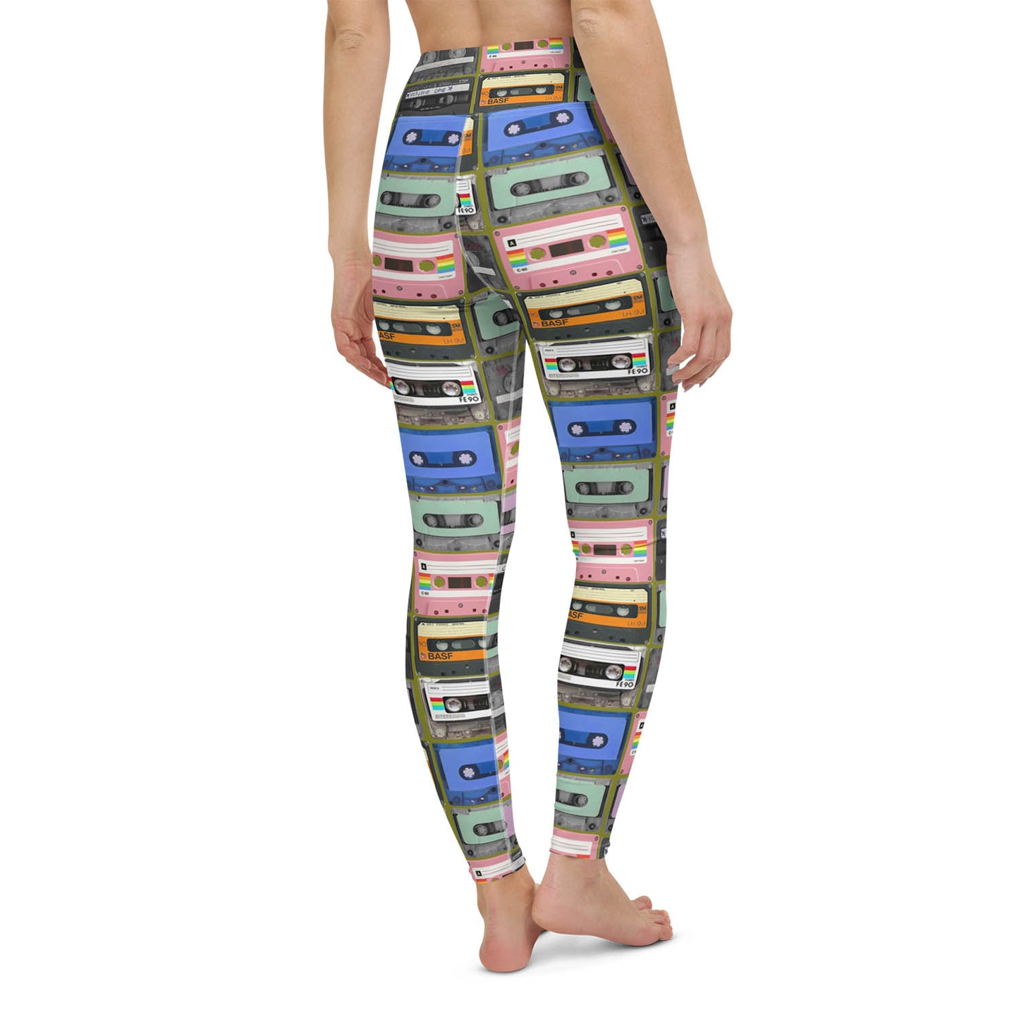 Cassette Mix Tape High Waisted Workout Leggings