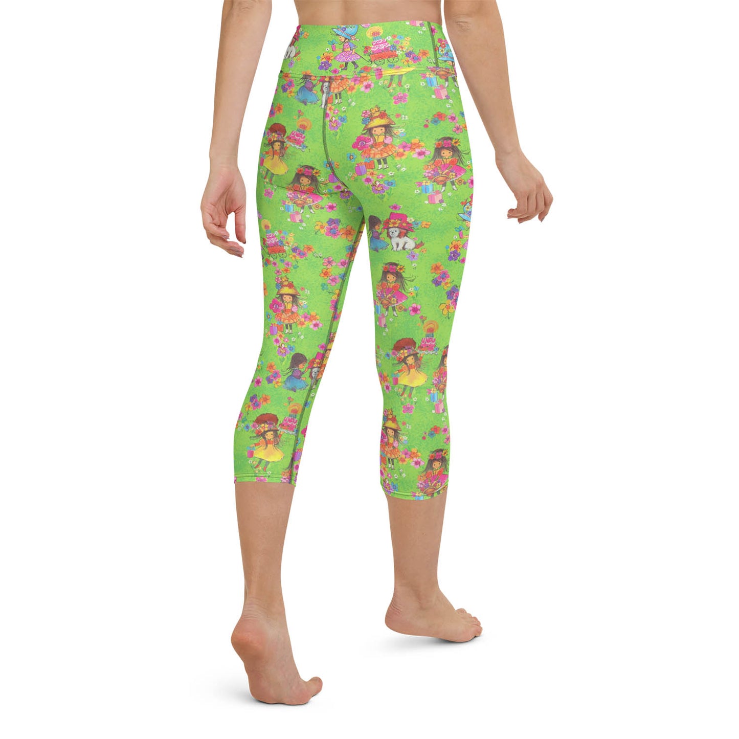 Vintage Flower Girls Capri Workout Leggings