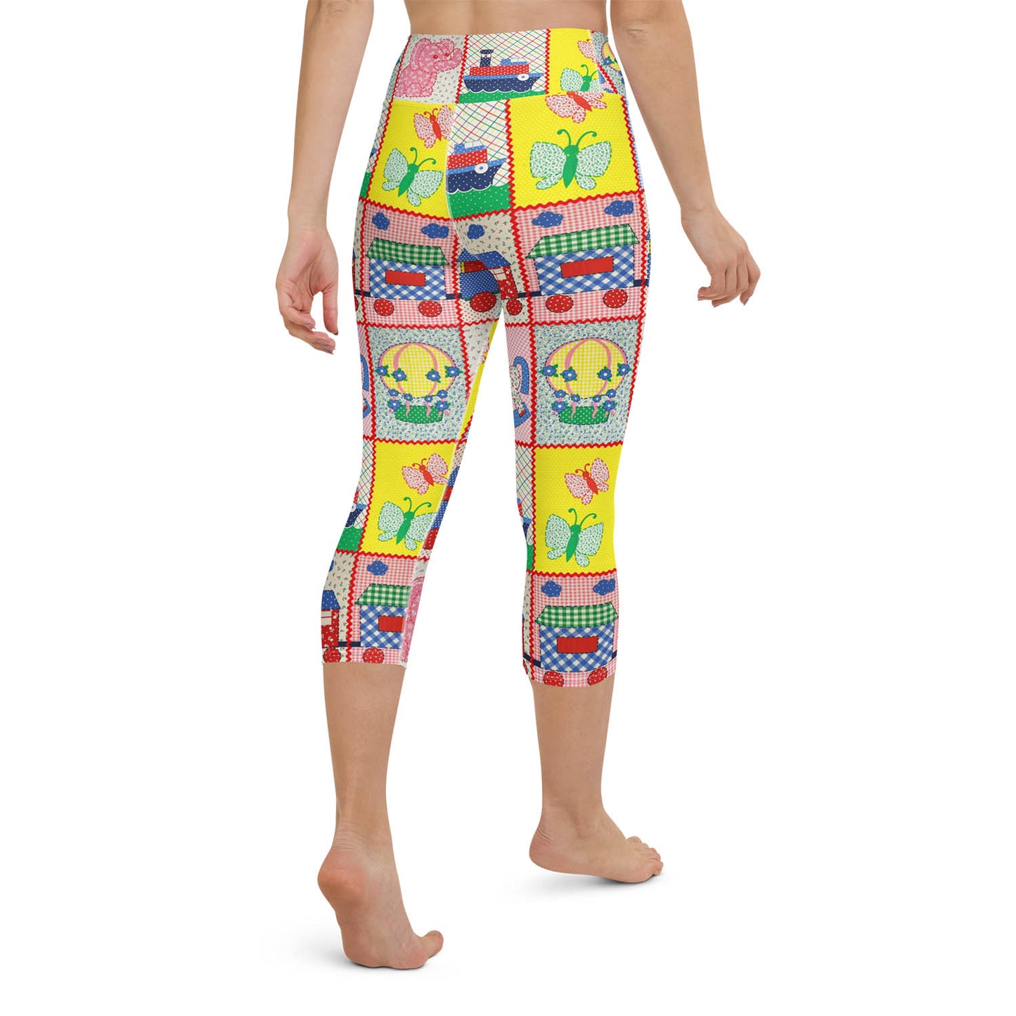 Vintage Pink Elephant Capri Workout Leggings