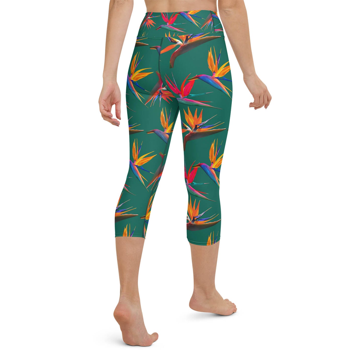 Birds of Paradise High Waisted Capri Workout Leggings