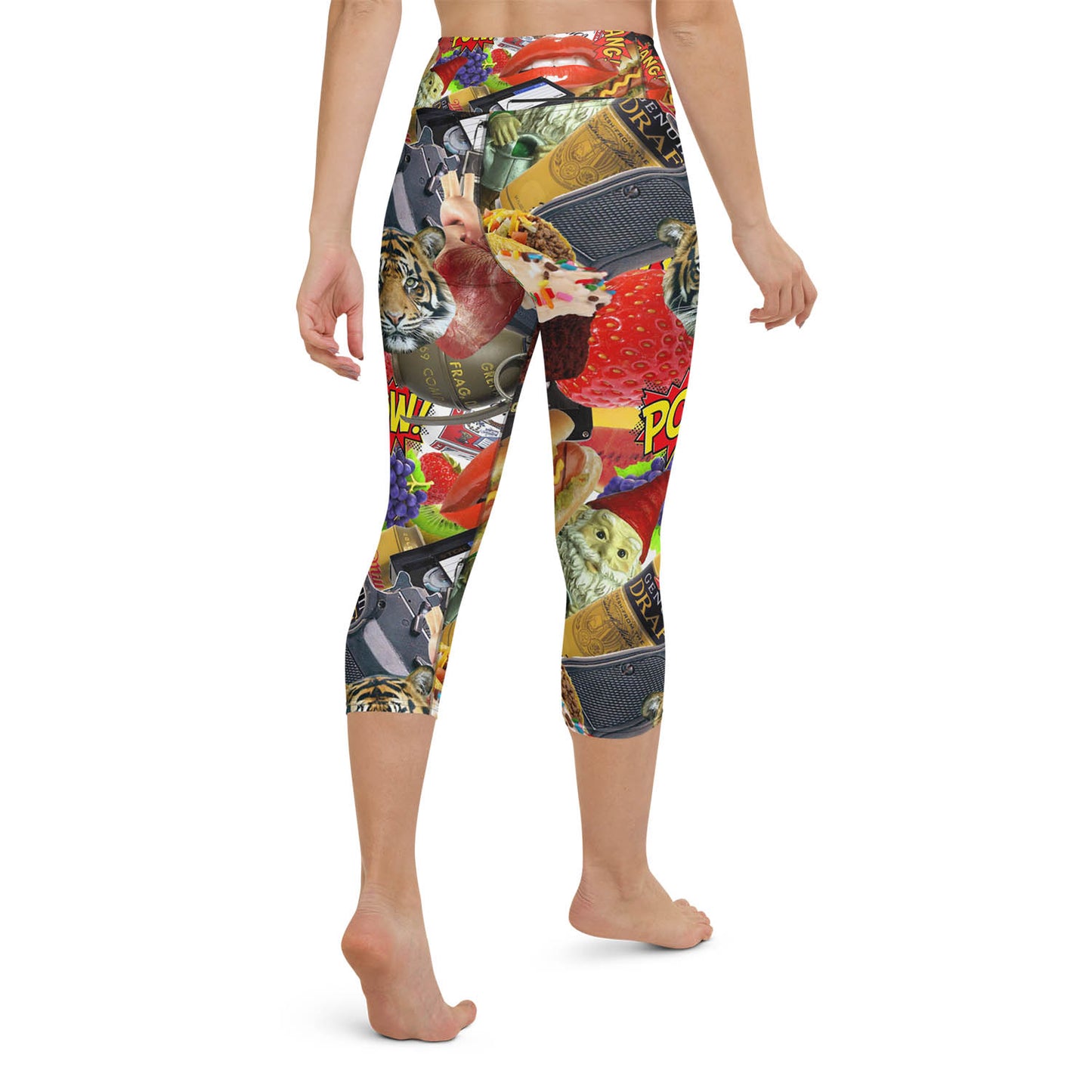 Hotdogs Grenades and Tigers Oh My High Waisted Capri Workout Leggings