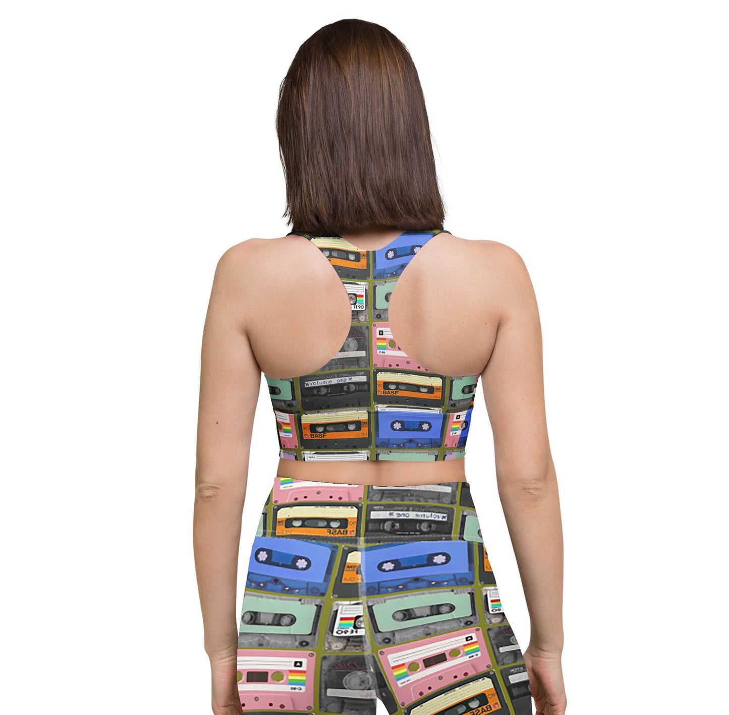 Cassette Mix Tape Longline Sports Bra (XS-3XL)