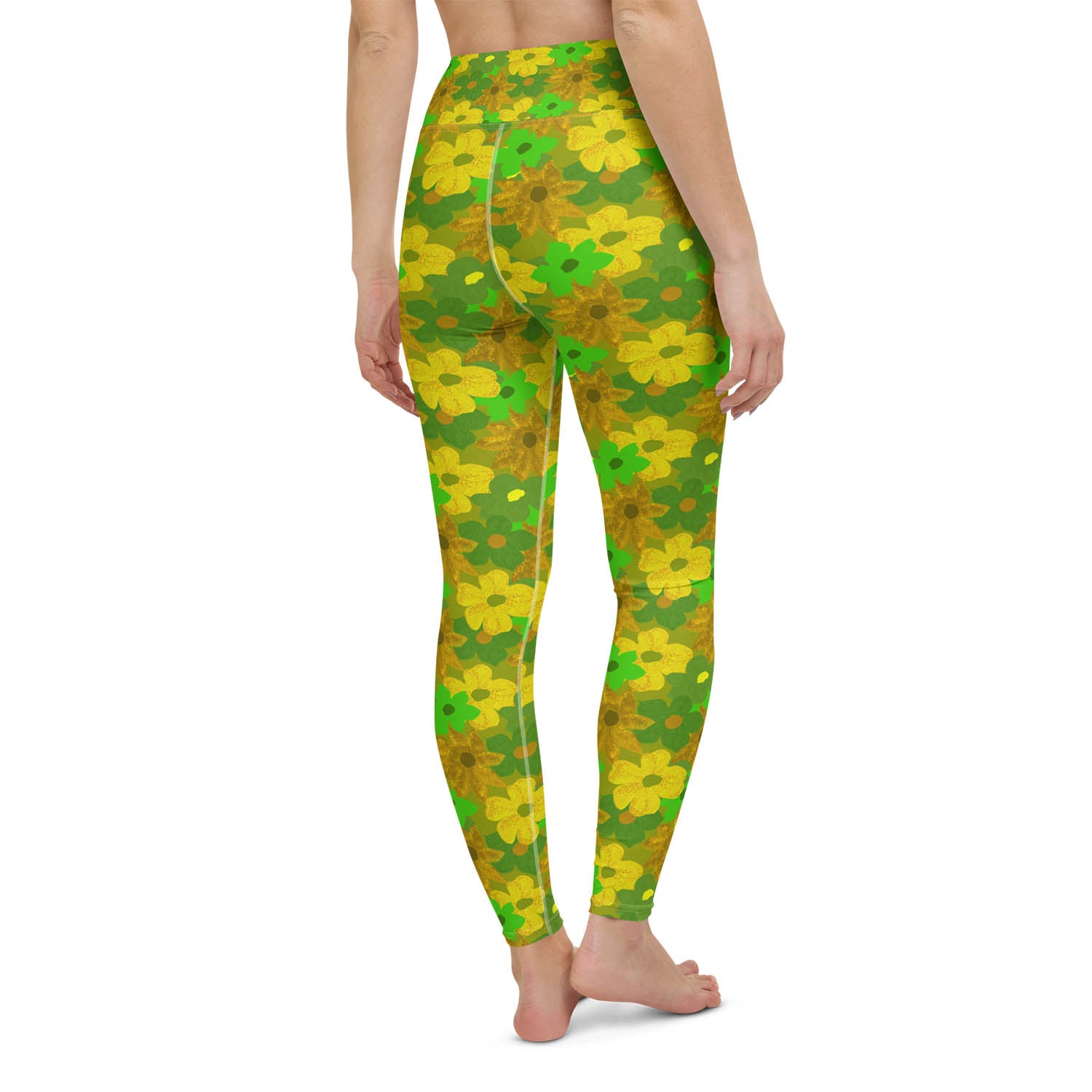 Green Flowers High Waisted Workout Leggings (XS-6XL)