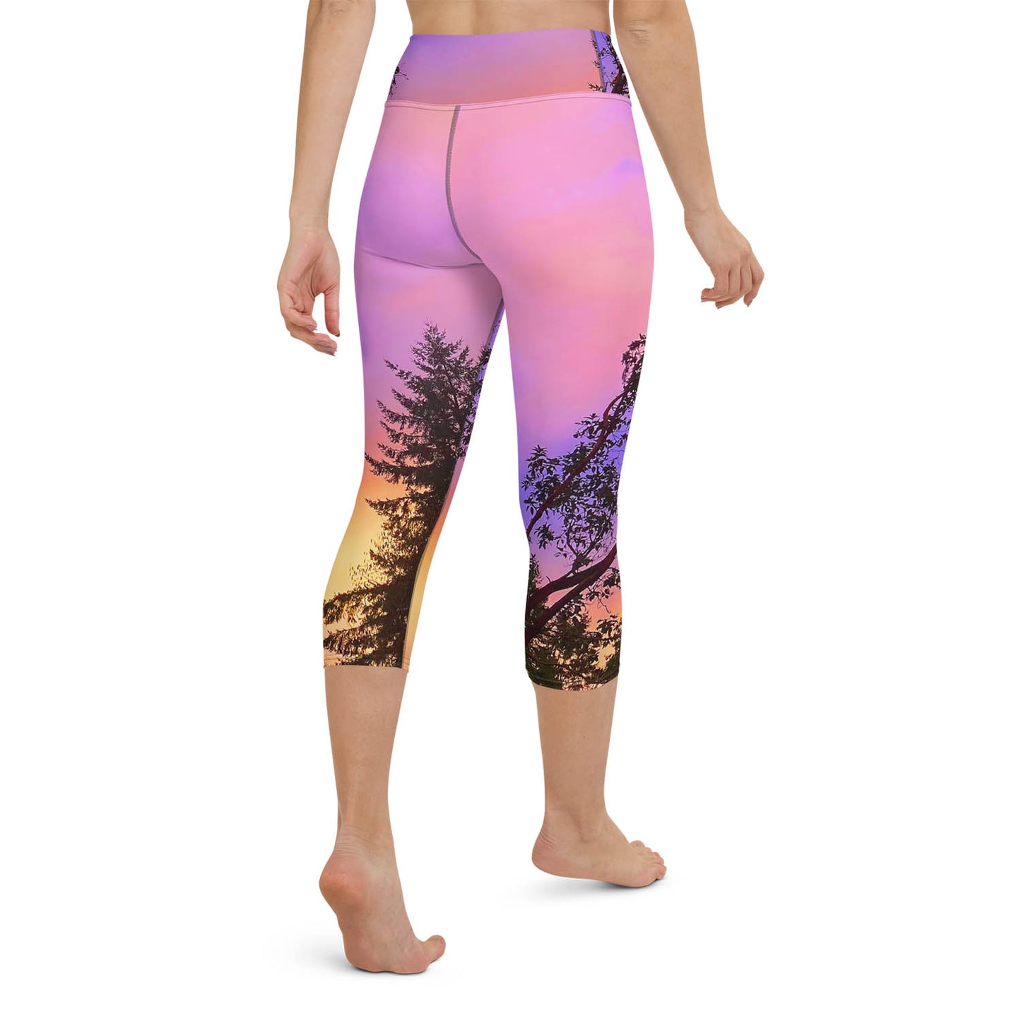 Sherbet Colored Sunset Capri Workout Leggings