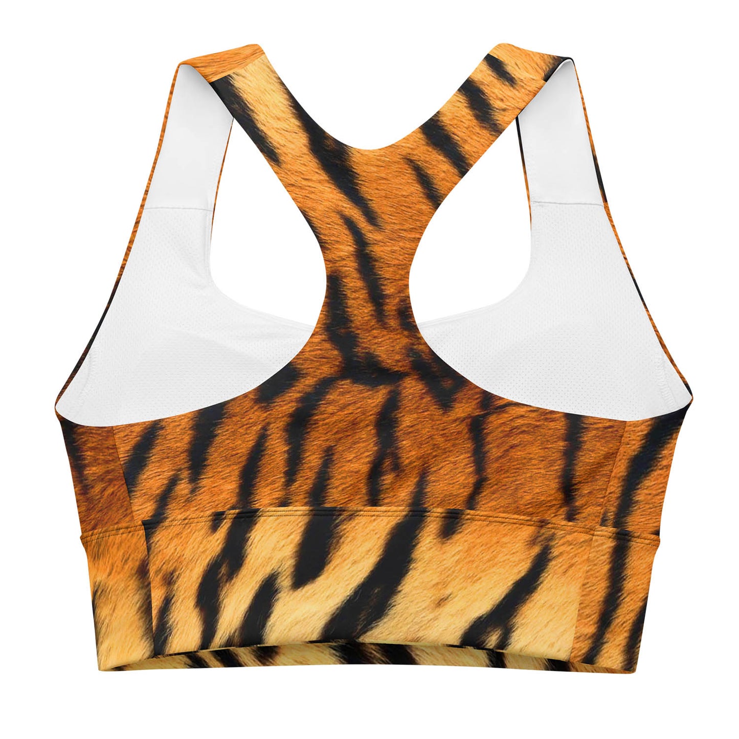 Tiger Print Longline Sports Bra in Orange and Black (XS-3XL)