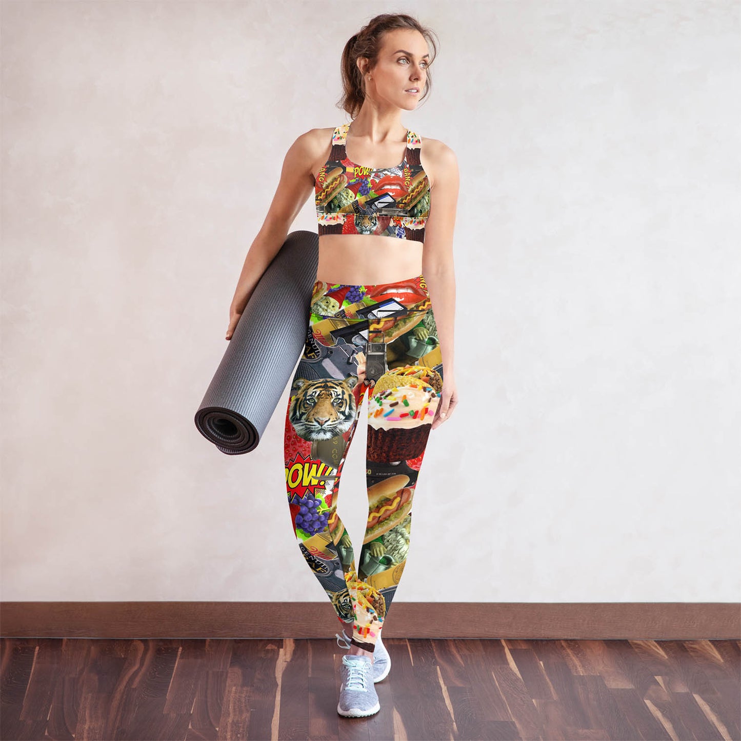 Hotdogs Grenades and Tigers Oh My High Waisted Workout Leggings