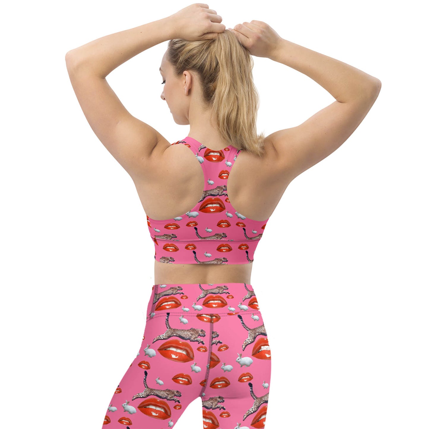 Cheetah Lips and Bunnies Longline Sports Bra (XS-3XL)