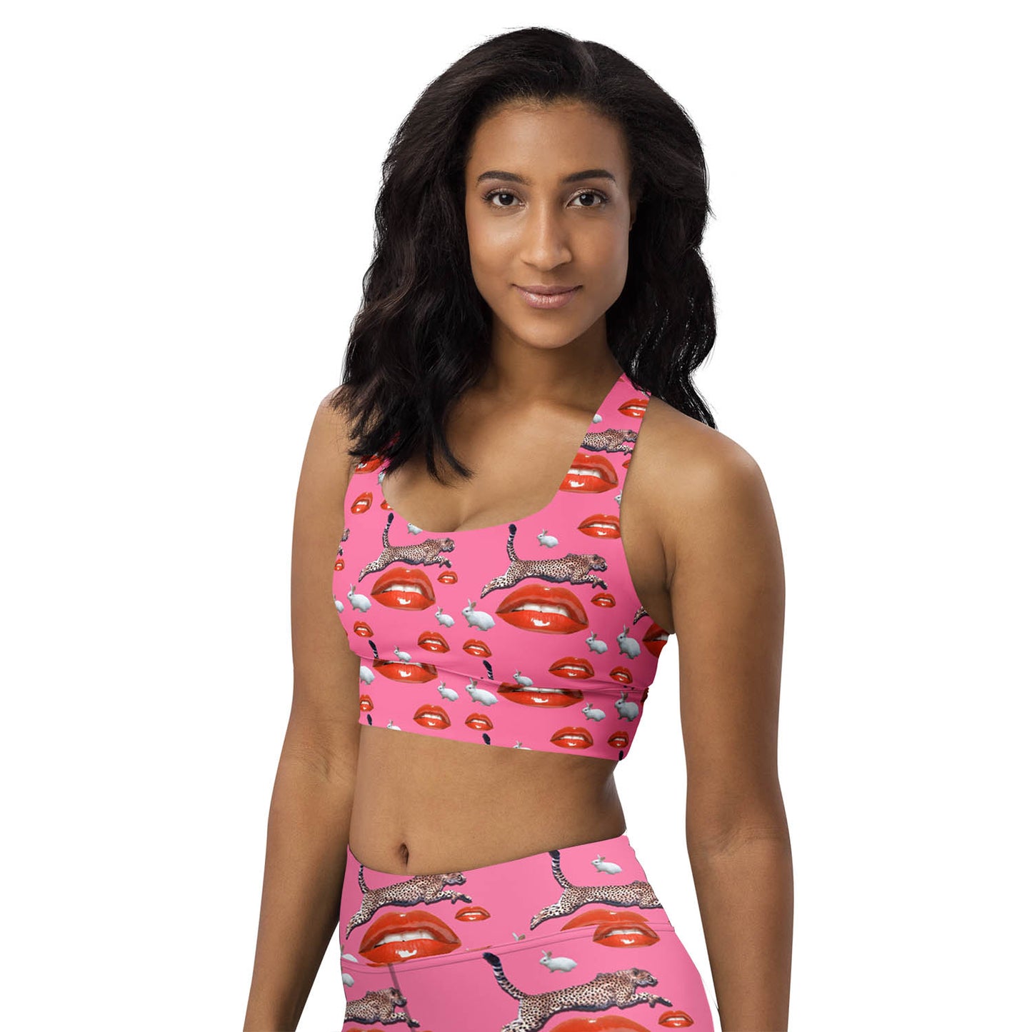 Cheetah Lips and Bunnies Longline Sports Bra (XS-3XL)