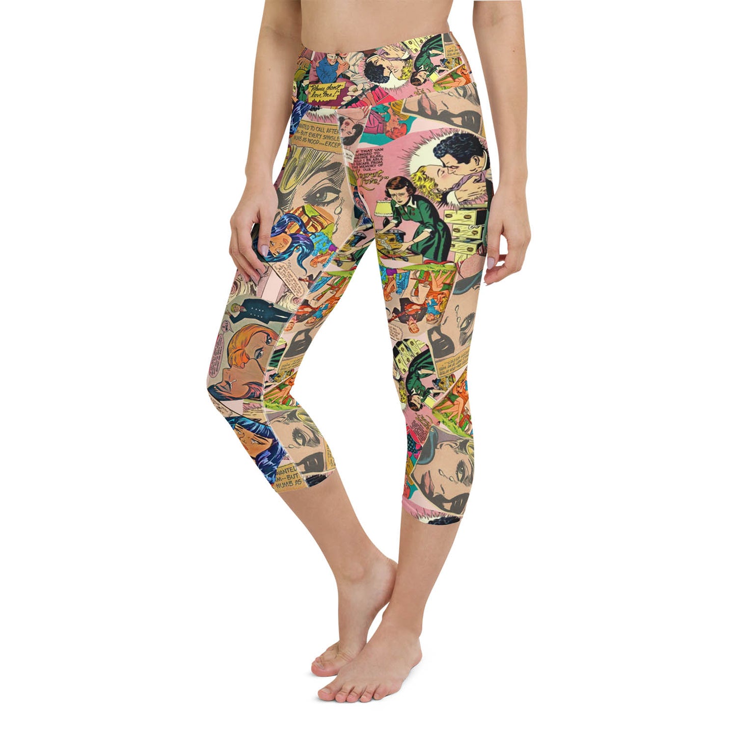 Love Chronicles Vintage Comics High Waisted Capri Workout Leggings
