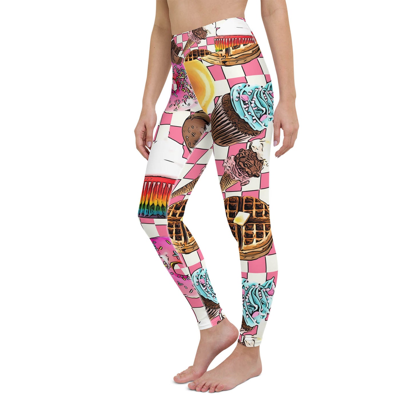Donuts Cupcakes and Waffles High Waisted Workout Leggings
