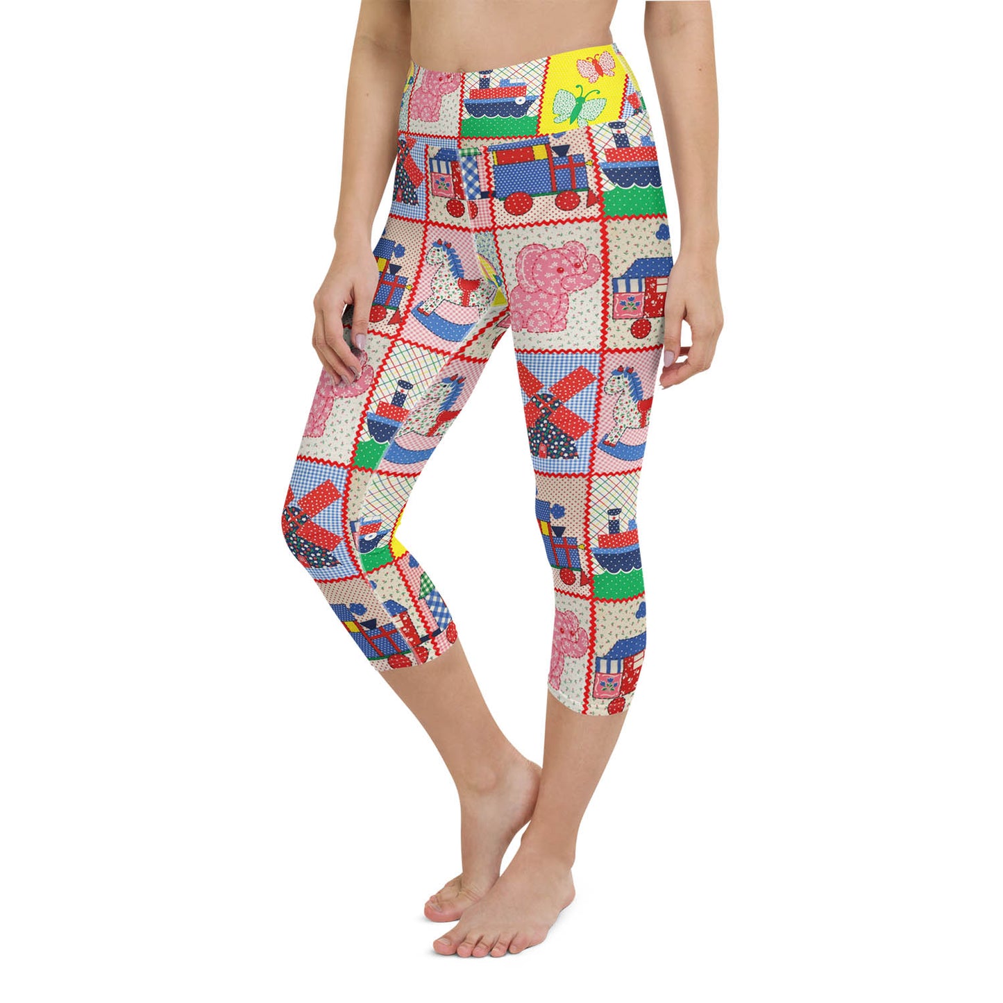 Vintage Pink Elephant Capri Workout Leggings