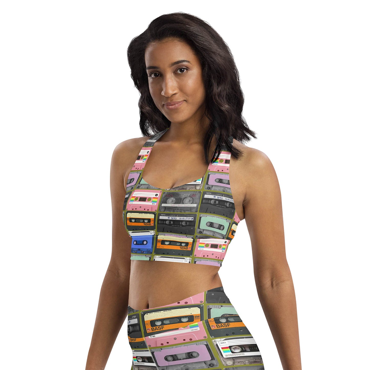 Cassette Mix Tape Longline Sports Bra (XS-3XL)