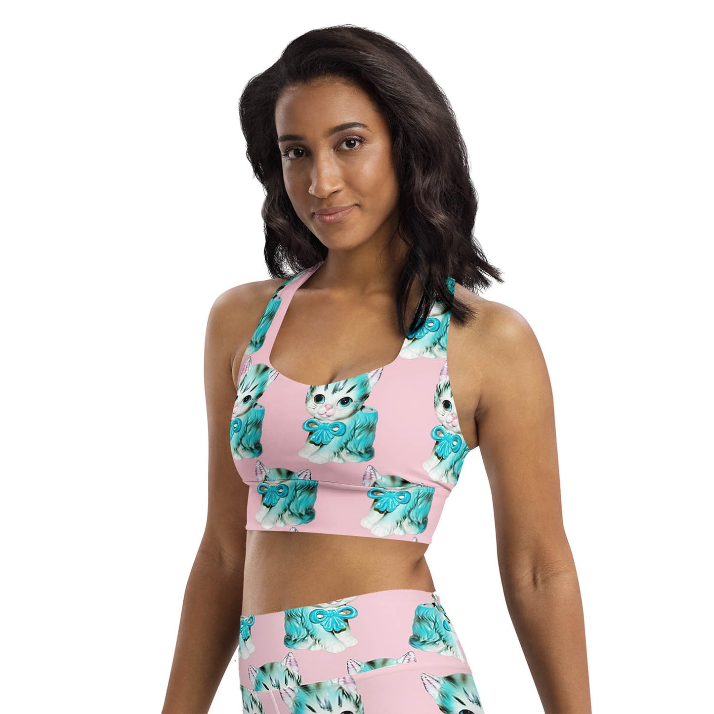 Vintage Kitty Cat Longline Sports Bra (XS-3XL)
