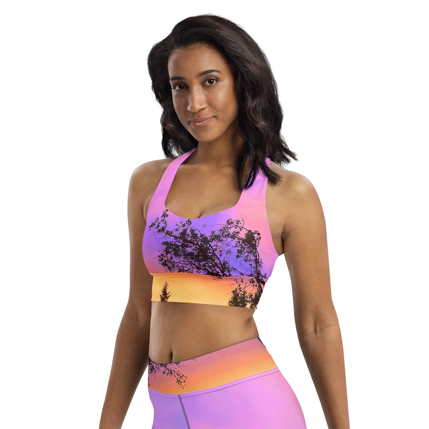 Sherbet Colored Sunset Longline Sports Bra (XS-3XL)