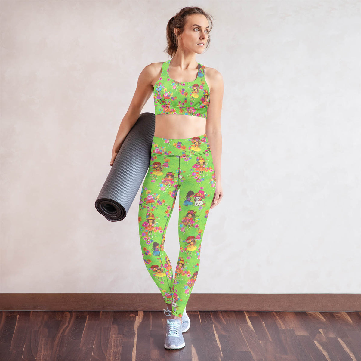 Vintage Flower Girls High Waisted Workout Leggings