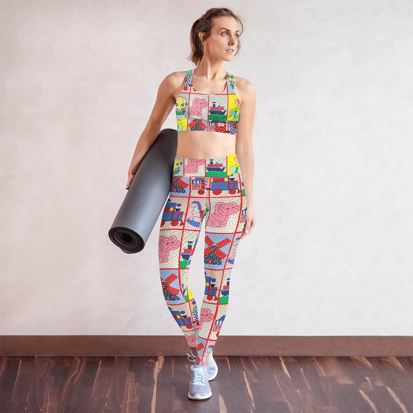 Vintage Pink Elephant High Waisted Workout Leggings (XS-X6)