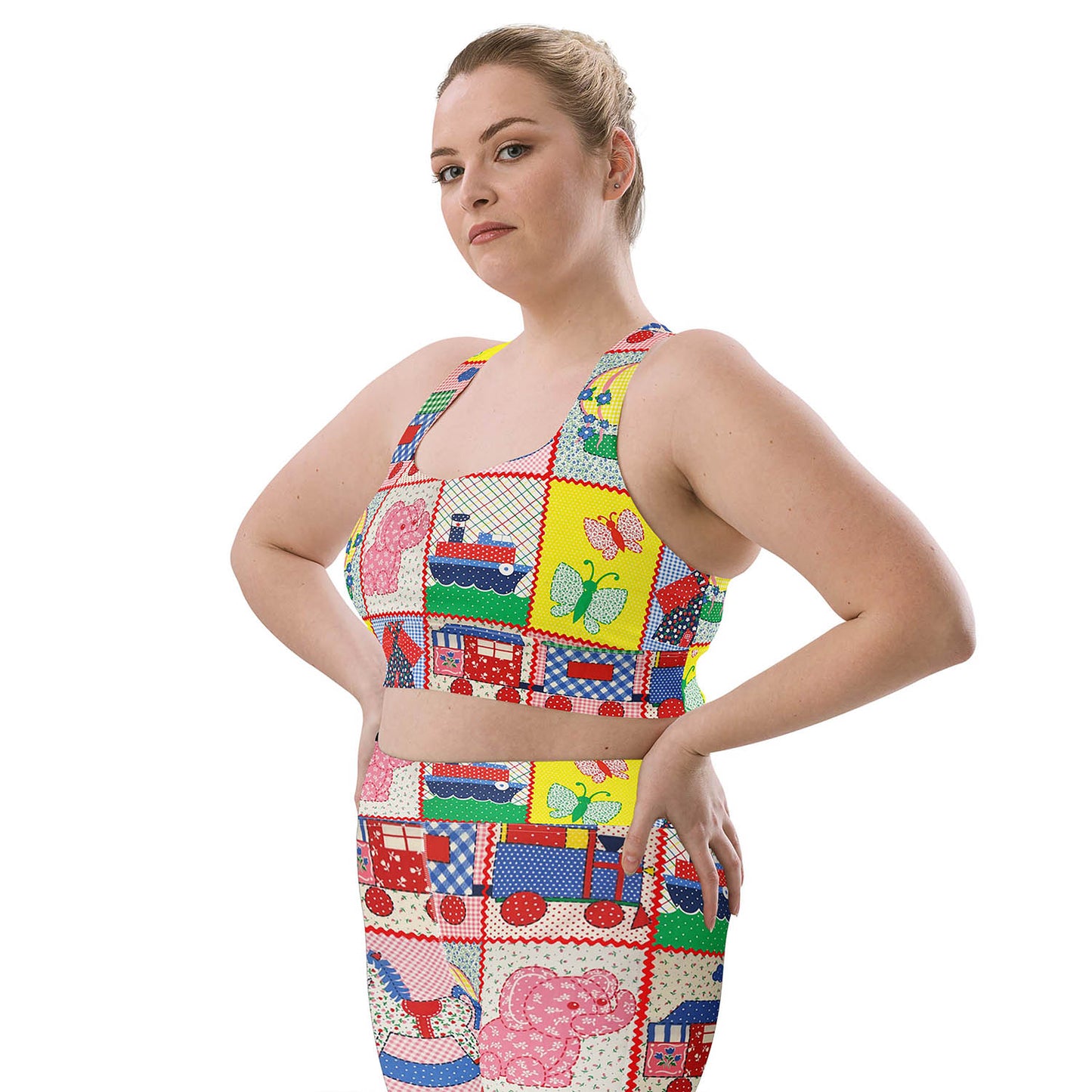 Vintage Pink Elephant Longline Sports Bra (XS-3XL)