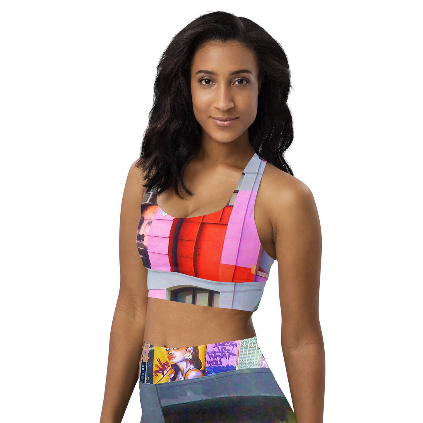 Los Angeles Graffiti Longline Sports Bra (XS-3XL)