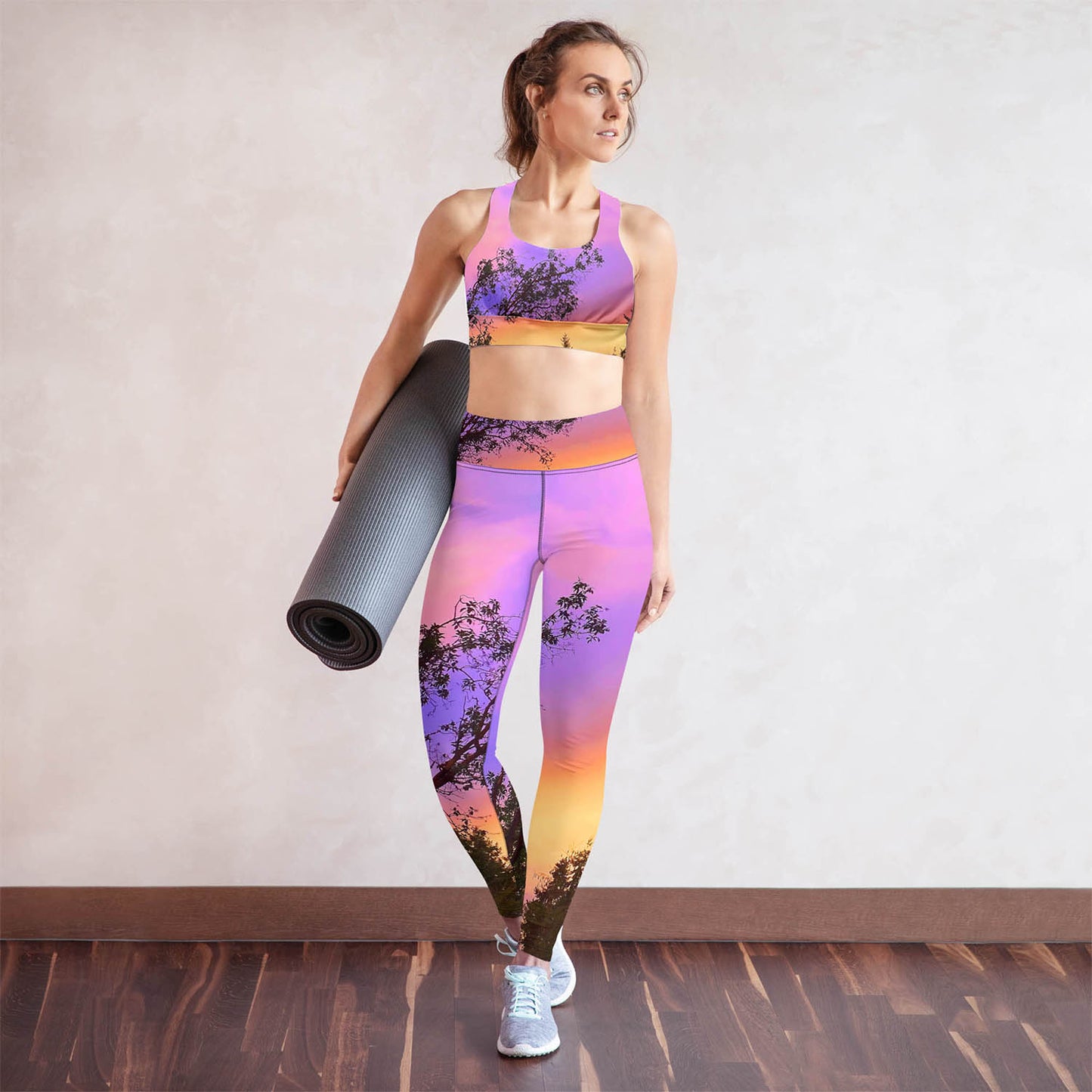 Sherbet Colored Sunset High Waisted Workout Leggings