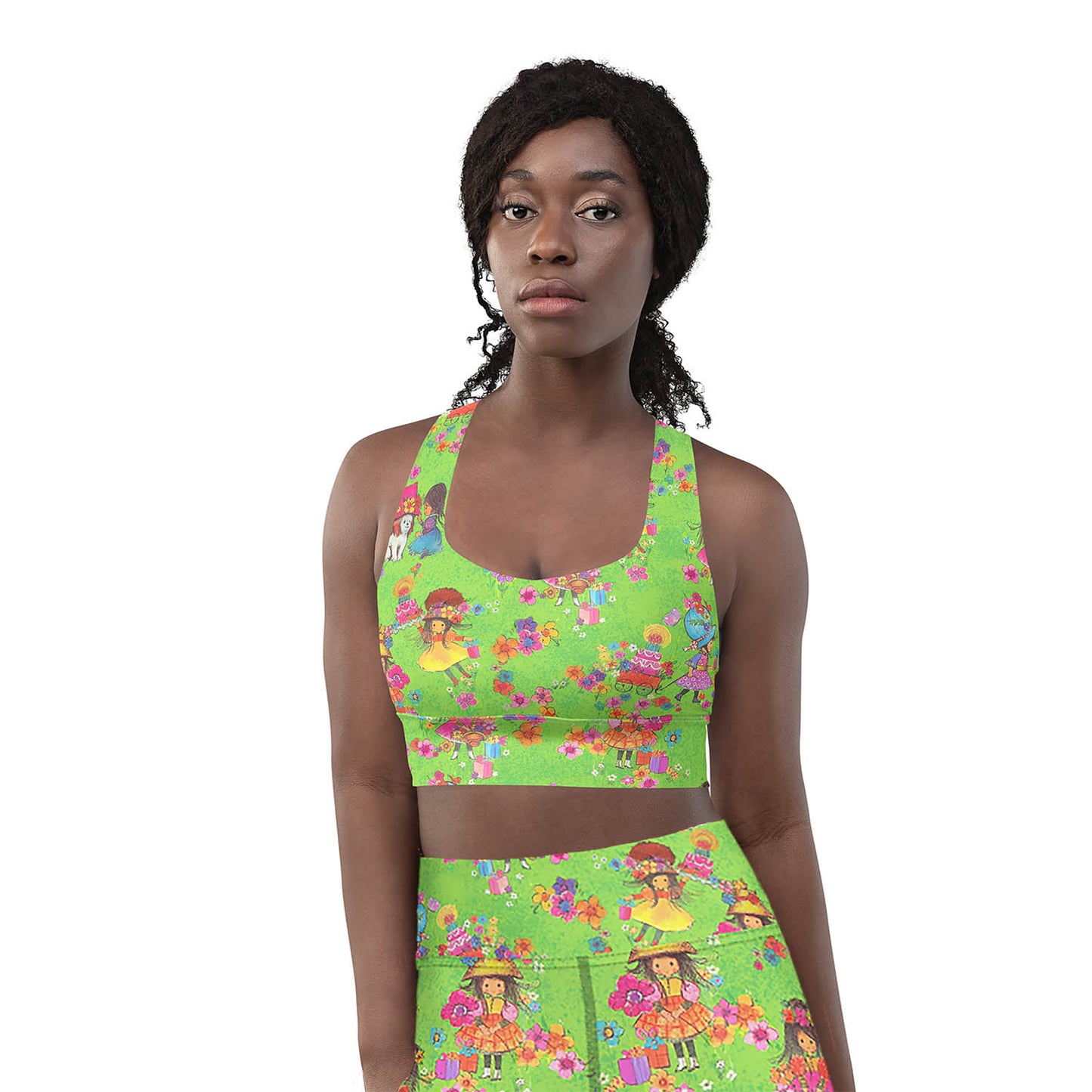 Vintage Flower Girls Longline Sports Bra (XS-3XL)