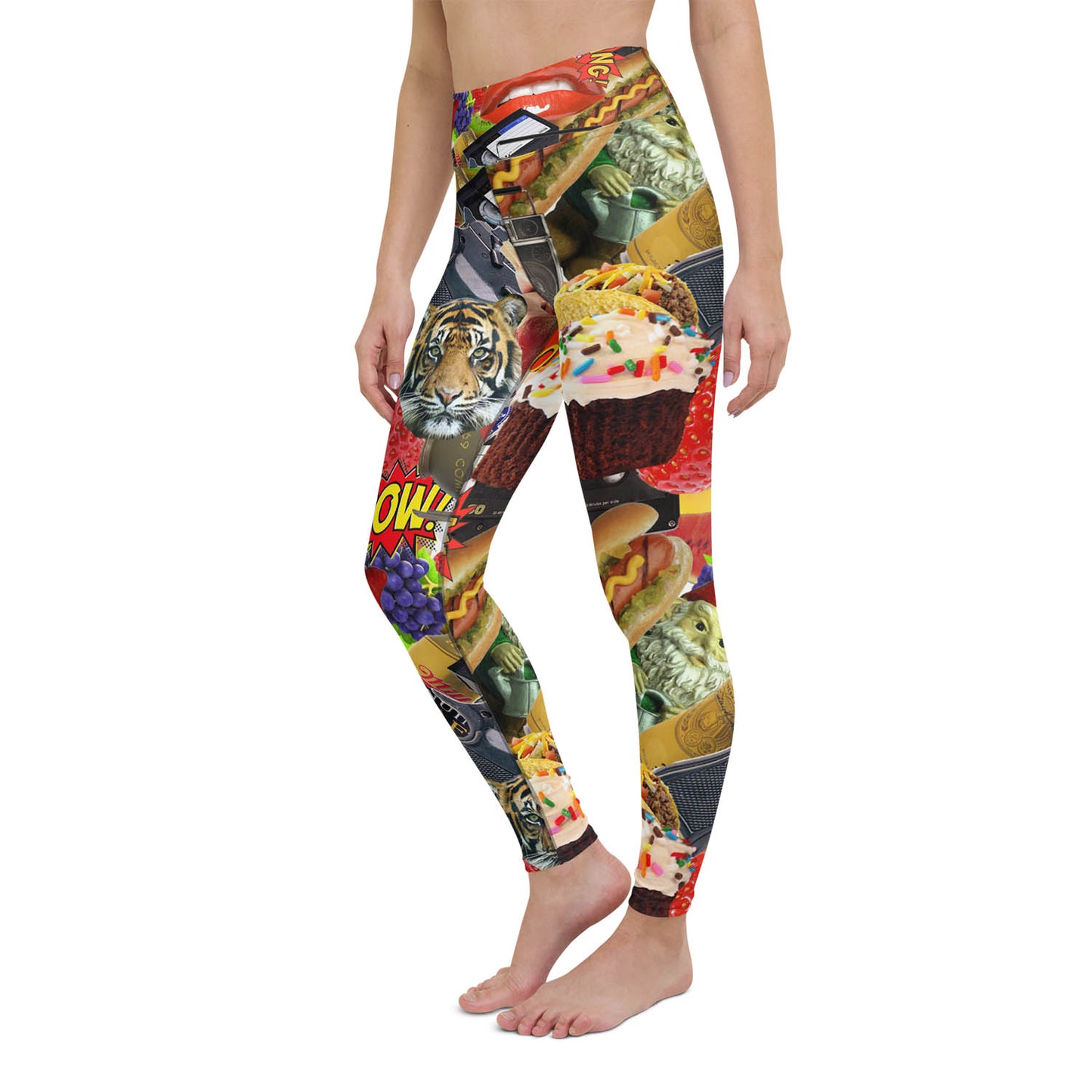 Hotdogs Grenades and Tigers Oh My High Waisted Workout Leggings