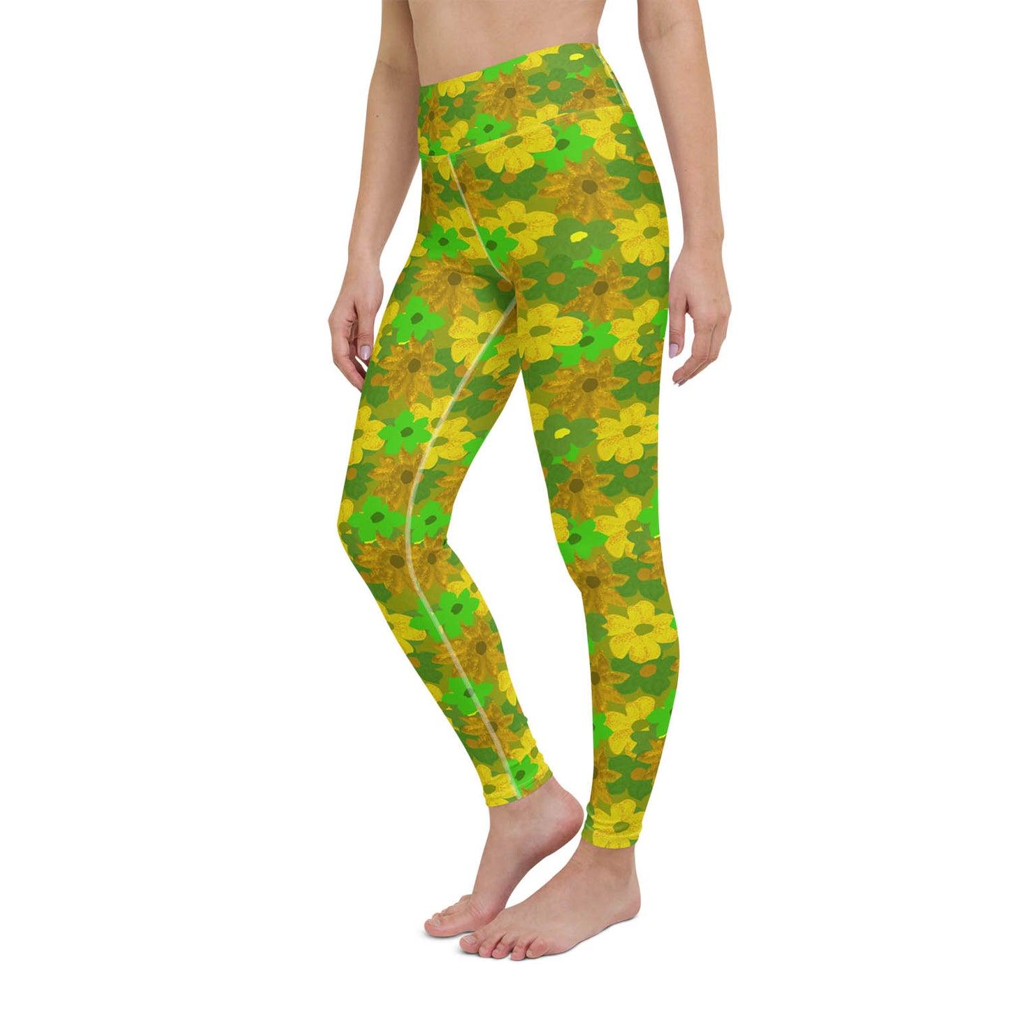 Green Flowers High Waisted Workout Leggings (XS-6XL)
