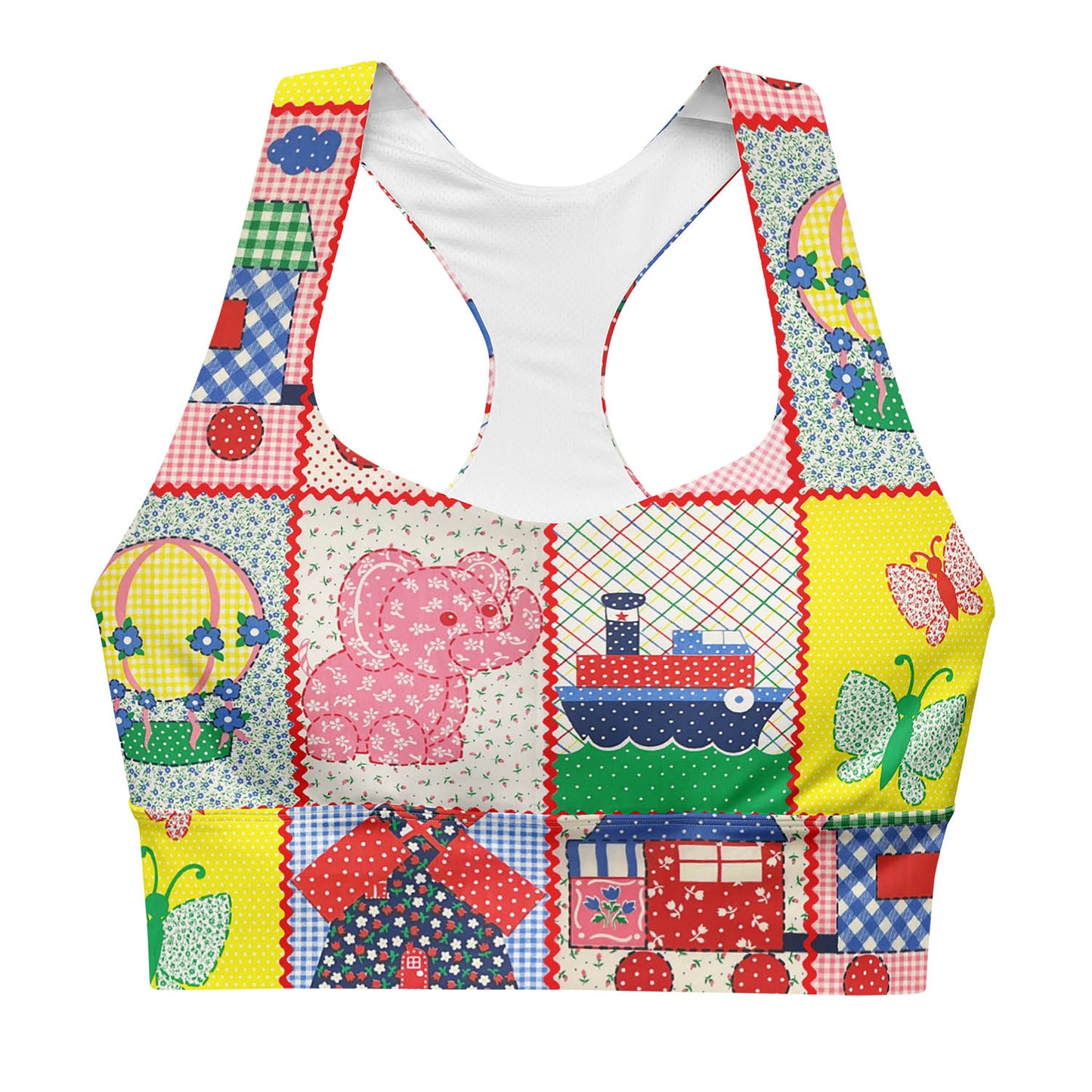 Vintage Pink Elephant Longline Sports Bra (XS-3XL)