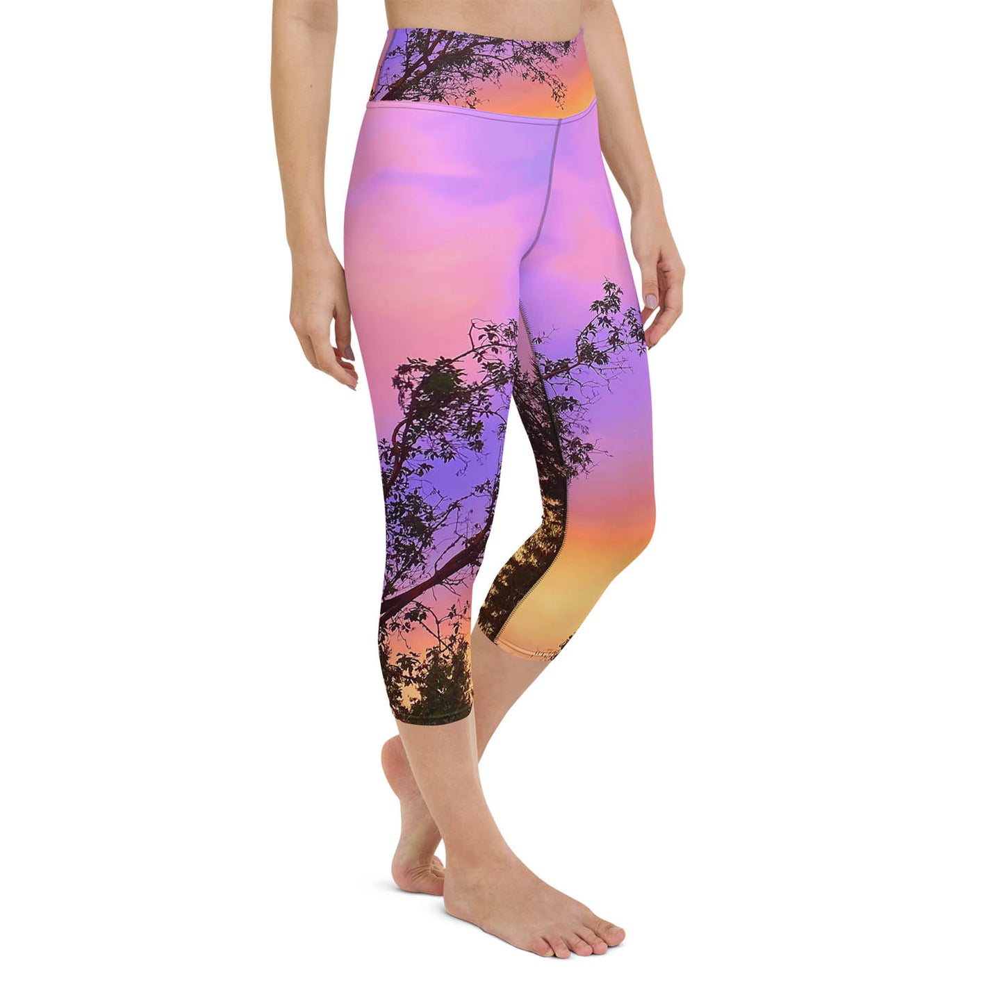 Sherbet Colored Sunset Capri Workout Leggings
