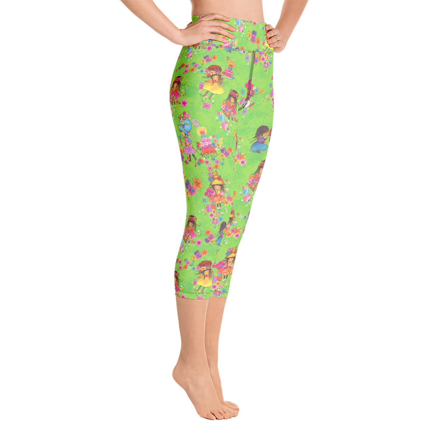 Vintage Flower Girls Capri Workout Leggings