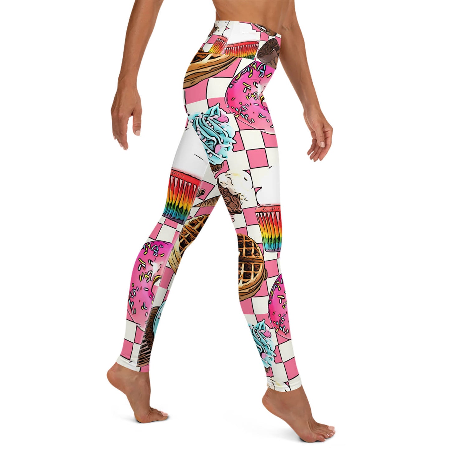 Donuts Cupcakes and Waffles High Waisted Workout Leggings