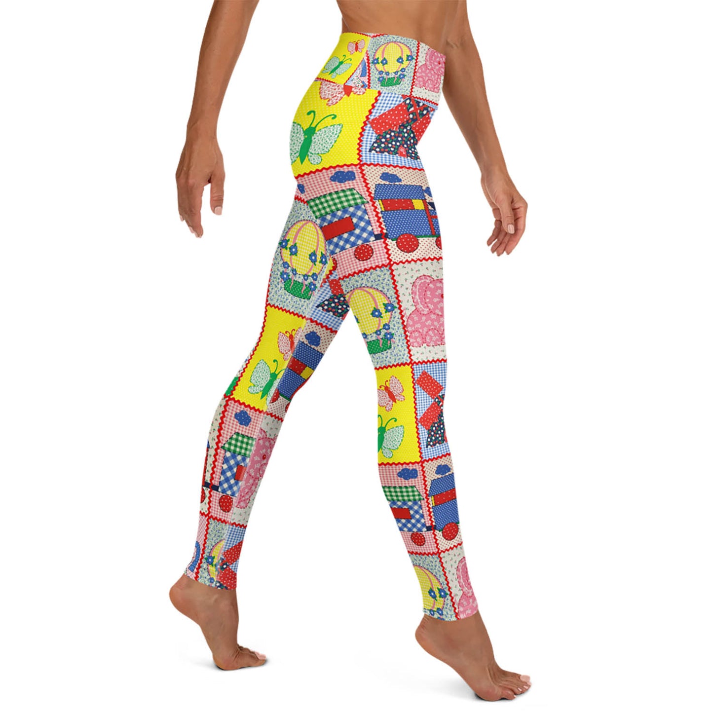 Vintage Pink Elephant High Waisted Workout Leggings (XS-X6)