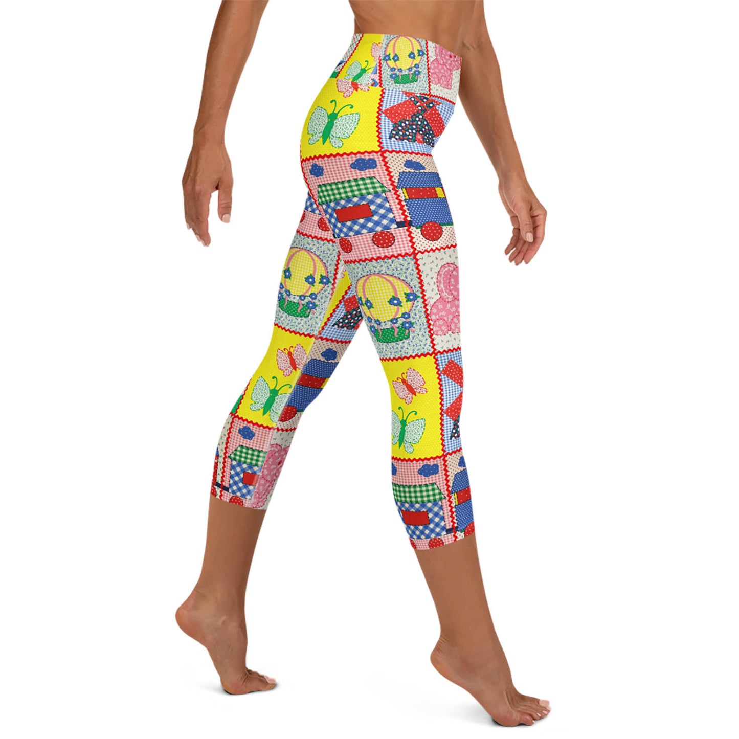 Vintage Pink Elephant Capri Workout Leggings