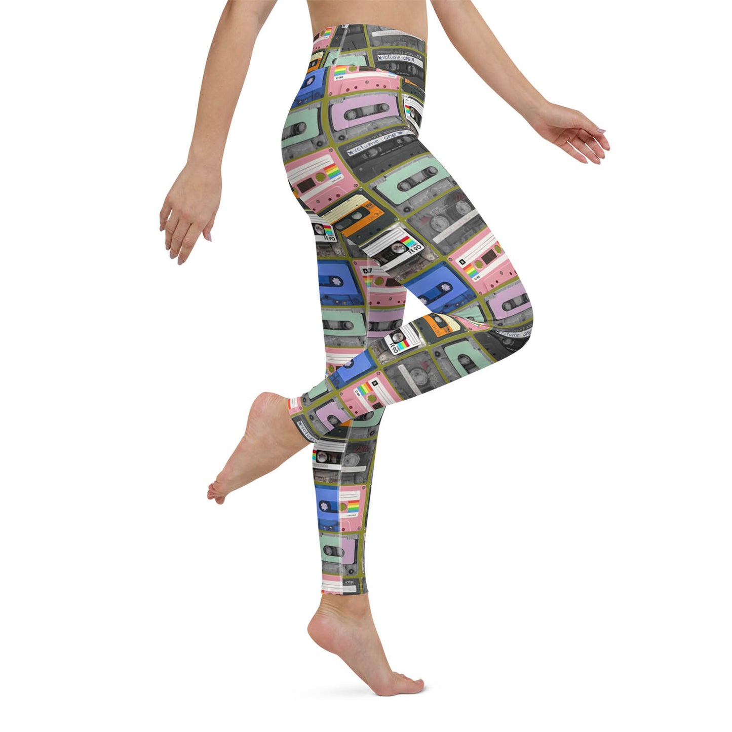 Cassette Mix Tape High Waisted Workout Leggings