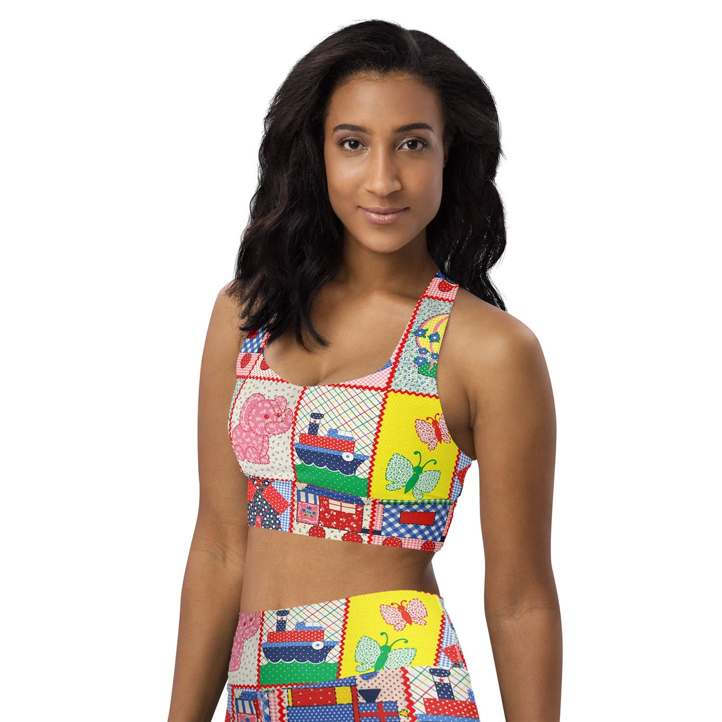 Vintage Pink Elephant Longline Sports Bra (XS-3XL)