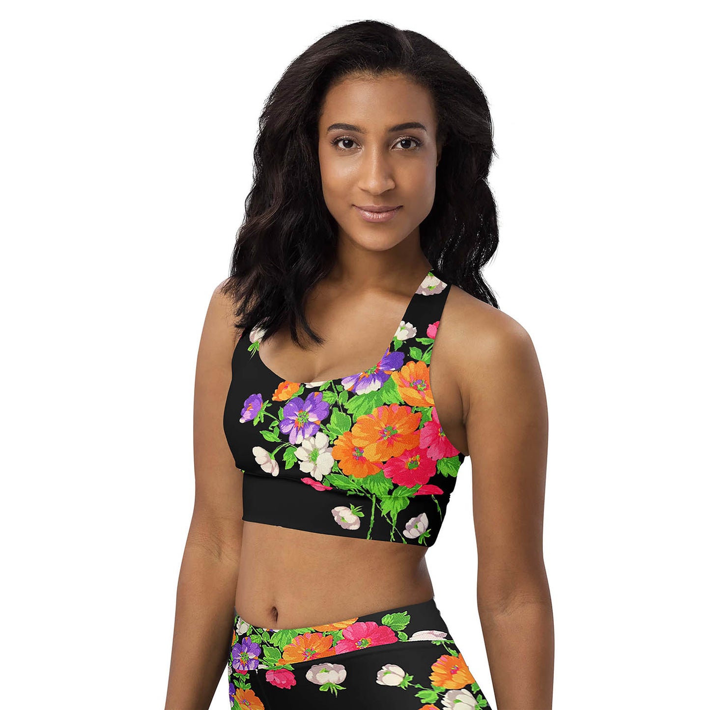 It's Raining Flowers Longline Sports Bra (XS-3XL)
