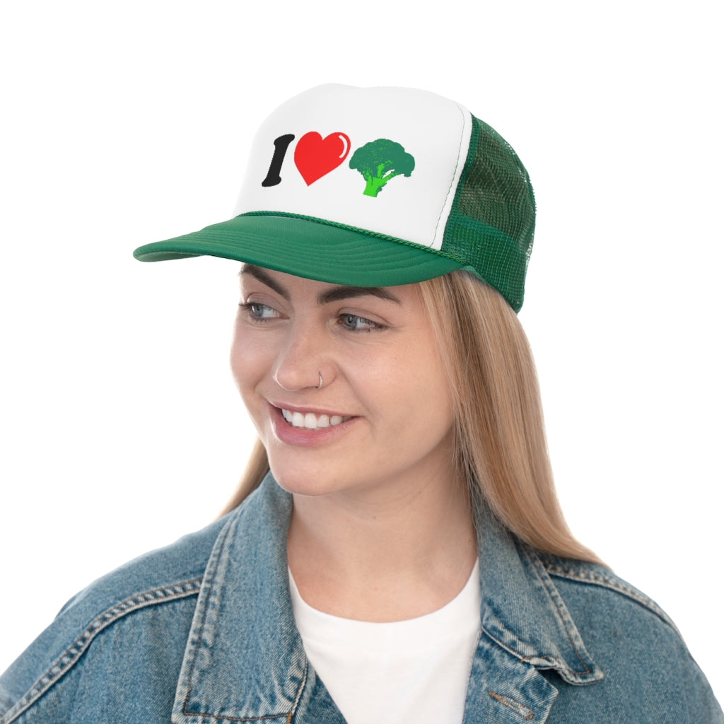 I Heart Broccoli Green Trucker Hat