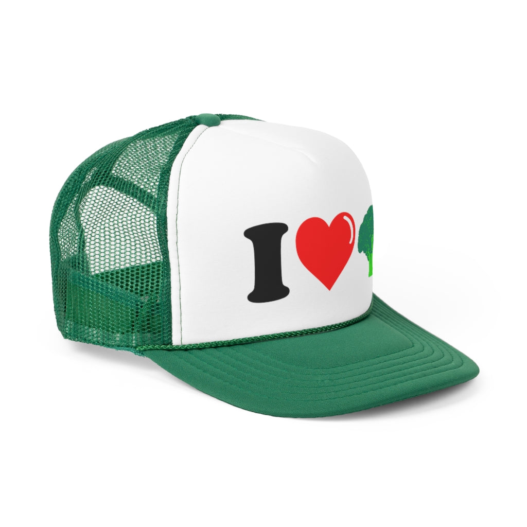 I Heart Broccoli Green Trucker Hat