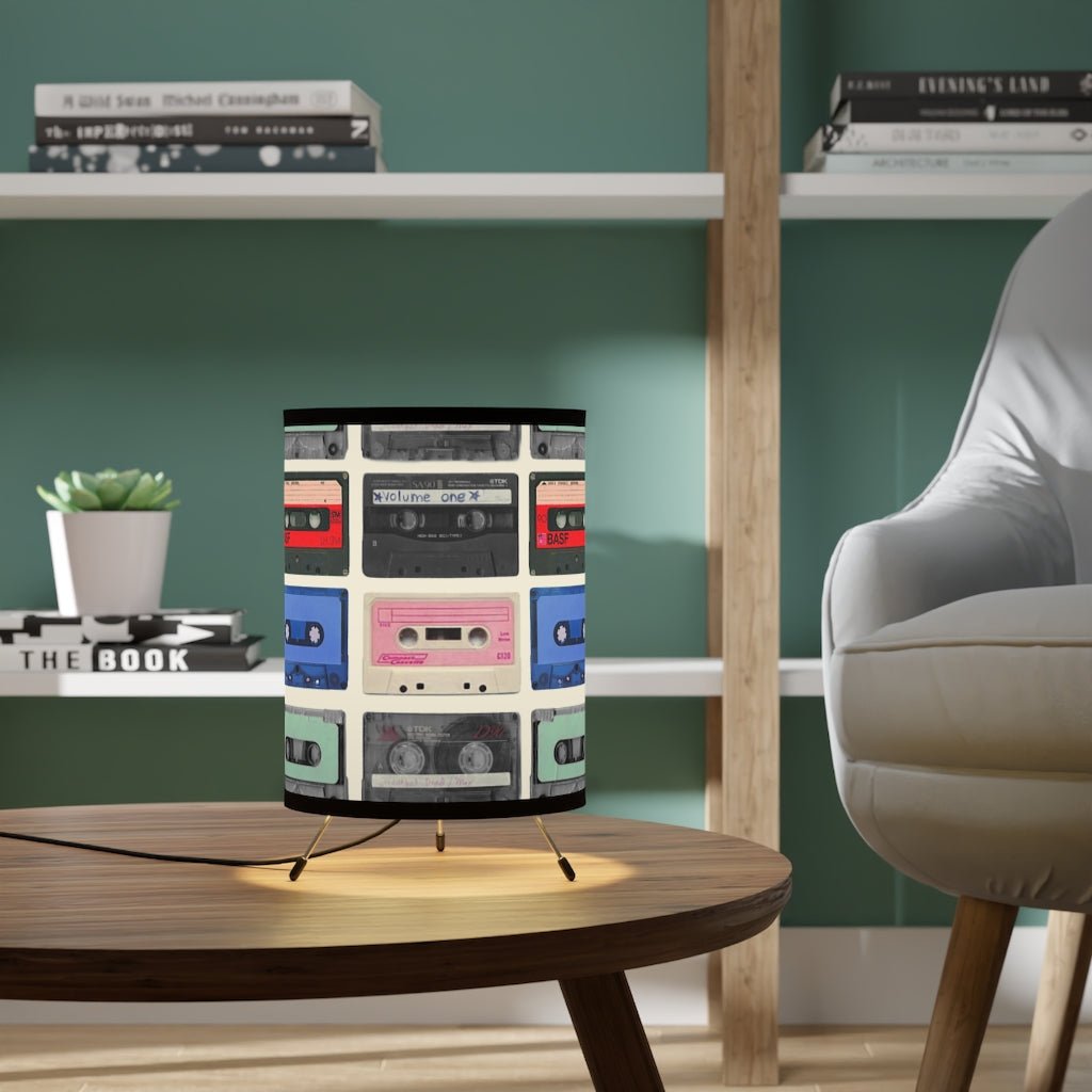 Cassette Tape Realness - Tripod Lamp with Printed Shade - Jeanjai