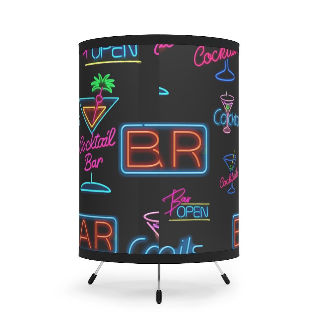Cocktail Neon Lights - Tripod Lamp with Printed Shade - Jeanjai