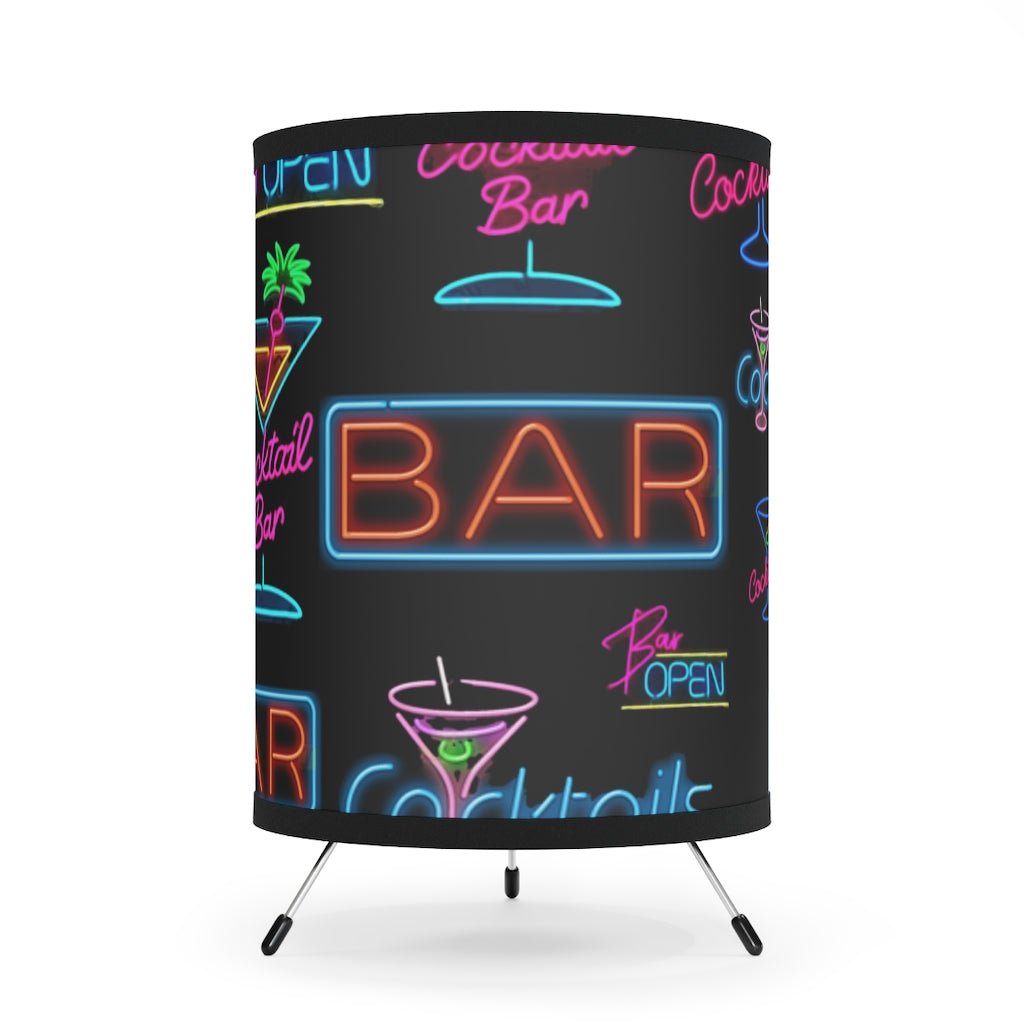 Cocktail Neon Lights - Tripod Lamp with Printed Shade - Jeanjai