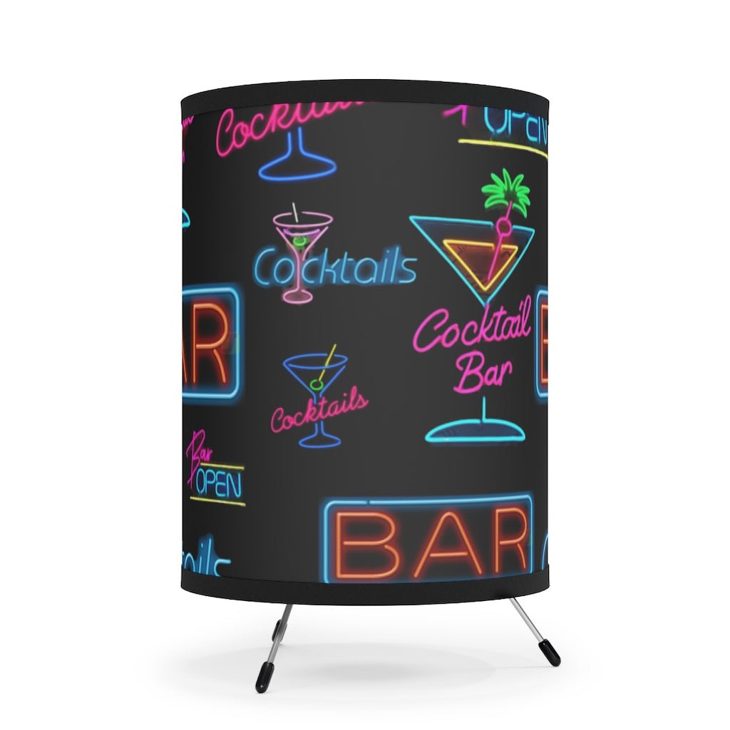 Cocktail Neon Lights - Tripod Lamp with Printed Shade - Jeanjai