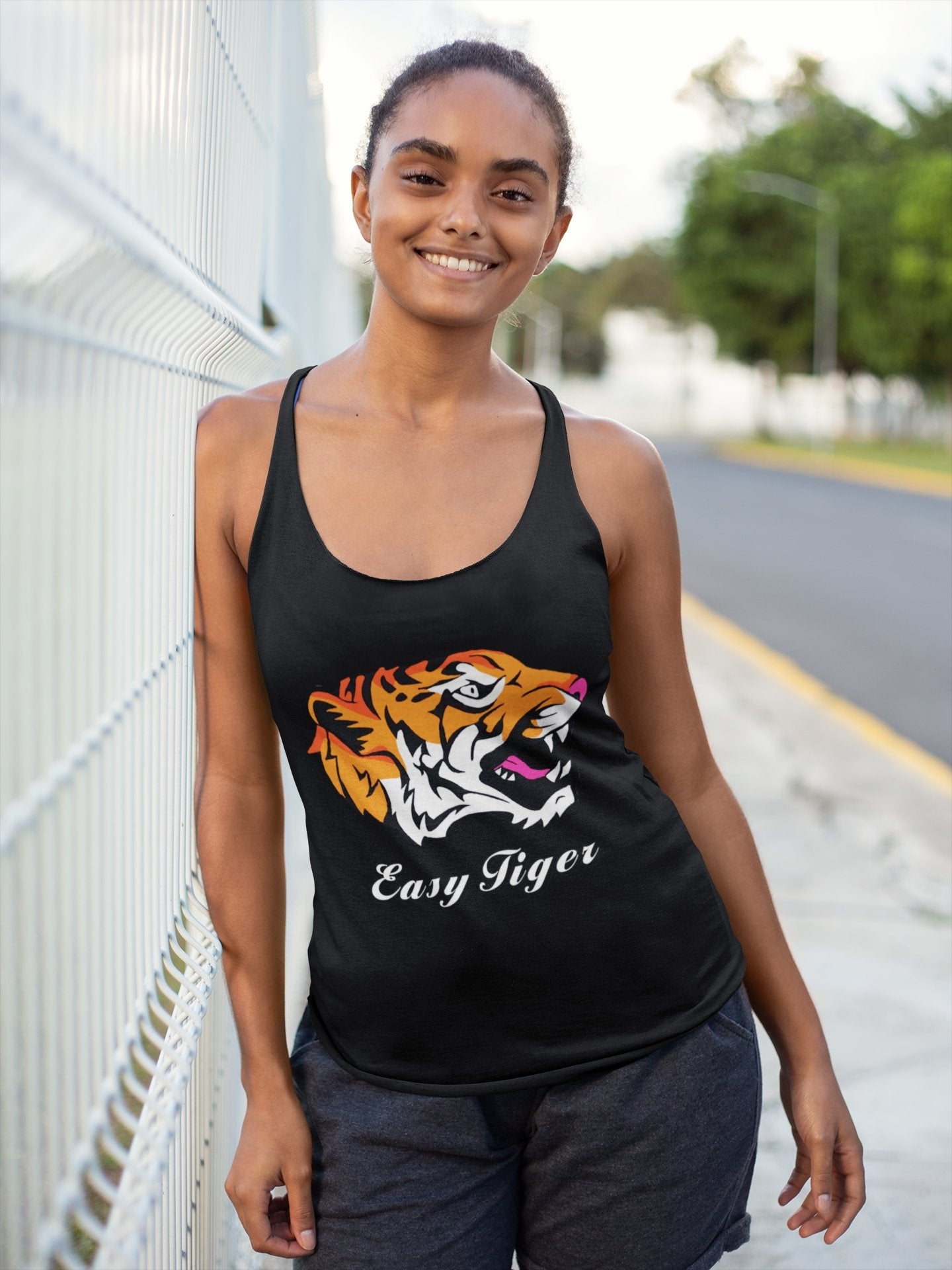 Easy Tiger - Women's Tri-Blend Racerback Tank - Jeanjai
