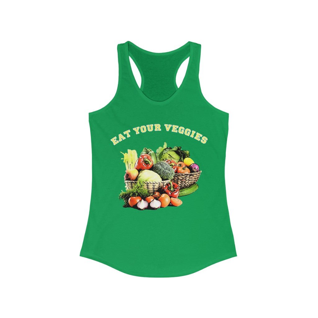 Eat Your Veggies Women's Ideal Racerback Tank in Kelly Green - Jeanjai