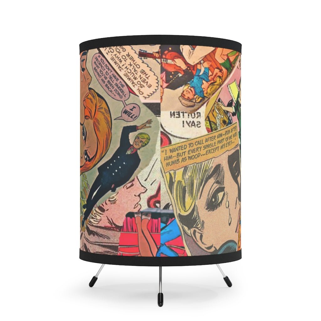 Love Chronicles Vintage Comics - Tripod Lamp with Printed Shade - Jeanjai
