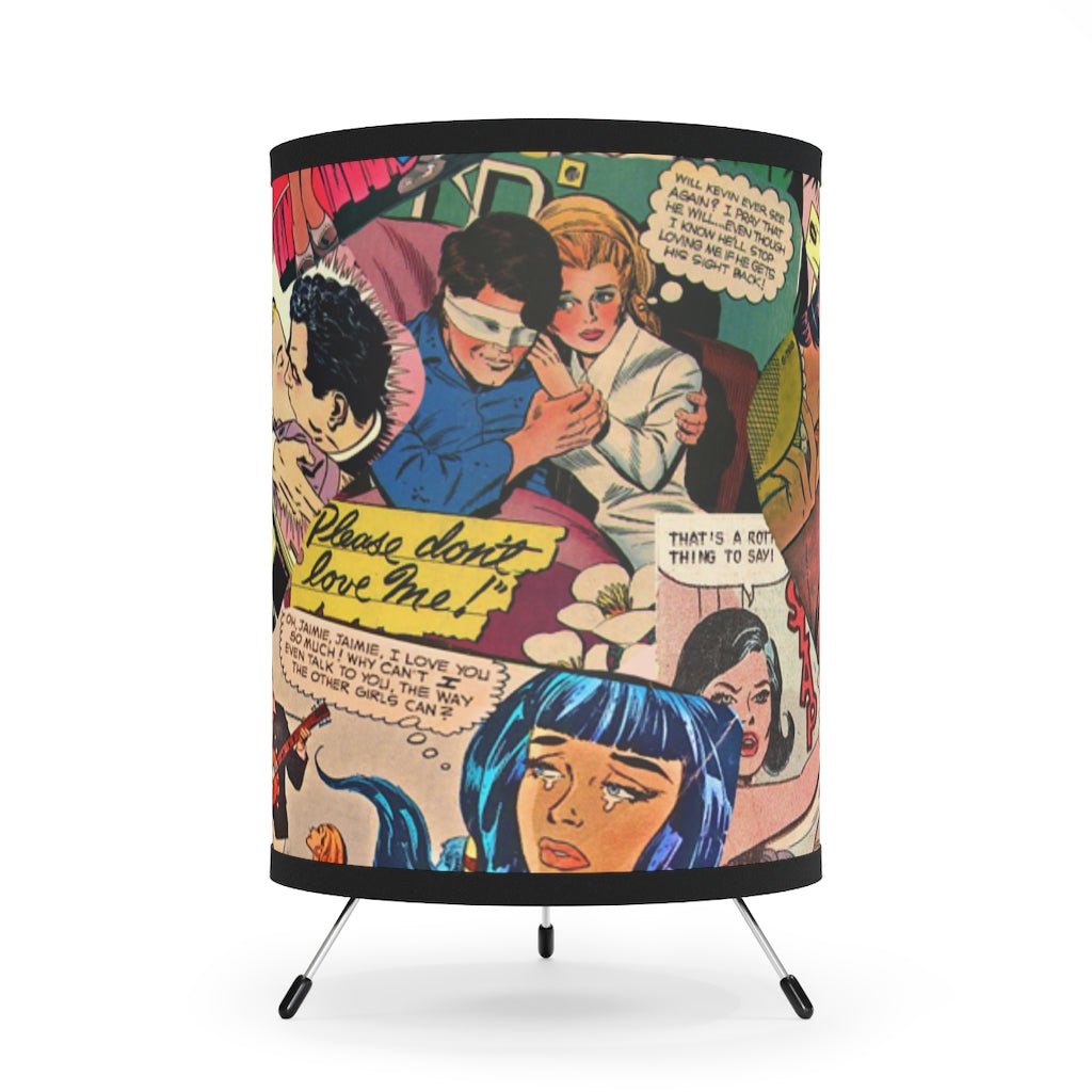 Love Chronicles Vintage Comics - Tripod Lamp with Printed Shade - Jeanjai