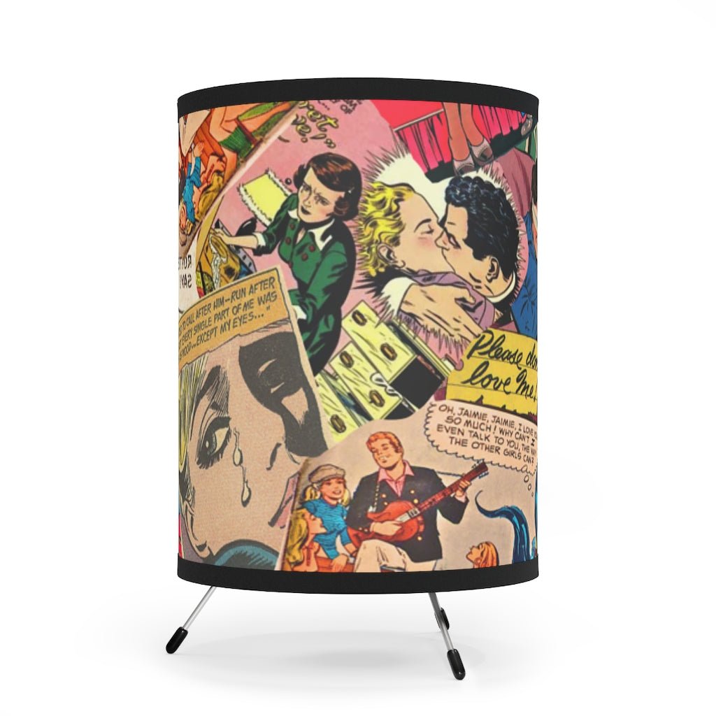 Love Chronicles Vintage Comics - Tripod Lamp with Printed Shade - Jeanjai